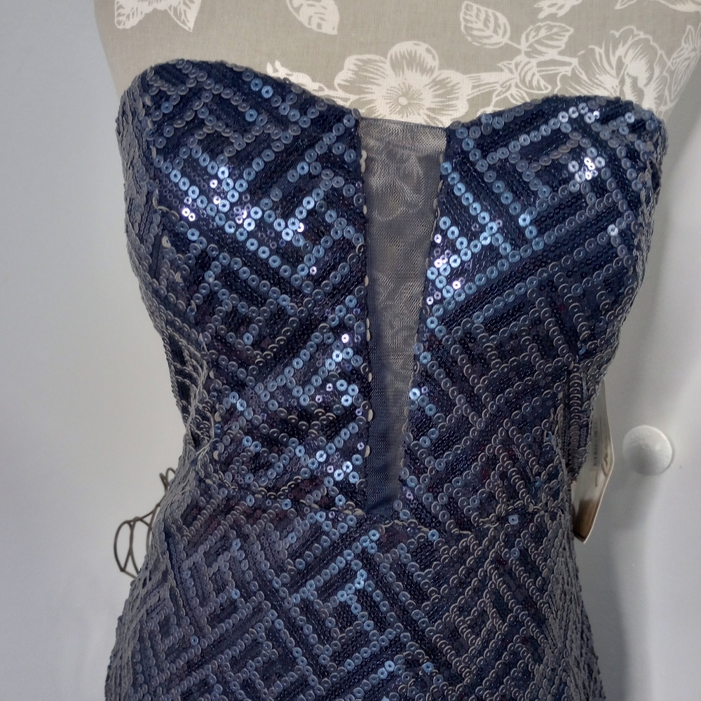 NWT Trixxi Strapless Sequin Evening Dress - Picture 3 of 8